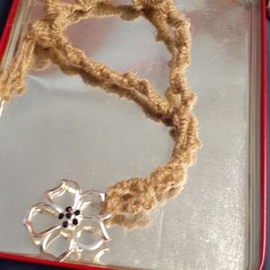Crocheted macrame floral necklace